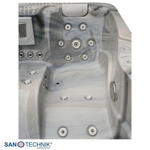 Sanotechnik MODENA OUTDOOR Whirlpool silver marble inkl. Abdeckung 205x130x70 cm