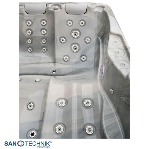 Sanotechnik MODENA OUTDOOR Whirlpool silver marble inkl. Abdeckung 205x130x70 cm