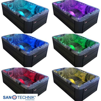 Sanotechnik MODENA OUTDOOR Whirlpool silver marble inkl. Abdeckung 205x130x70 cm