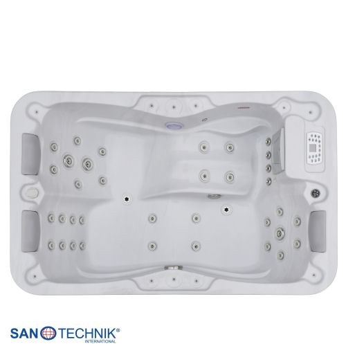 Sanotechnik MODENA OUTDOOR Whirlpool white marble inkl. Abdeckung 205x130x70 cm
