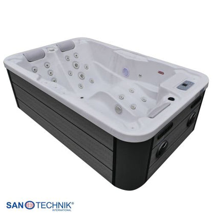 Sanotechnik MODENA OUTDOOR Whirlpool white marble inkl. Abdeckung 205x130x70 cm