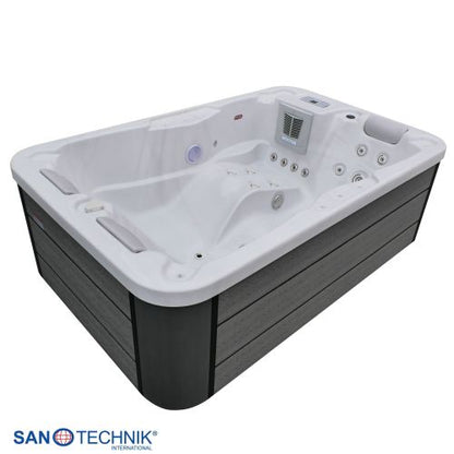 Sanotechnik MODENA OUTDOOR Whirlpool white marble inkl. Abdeckung 205x130x70 cm