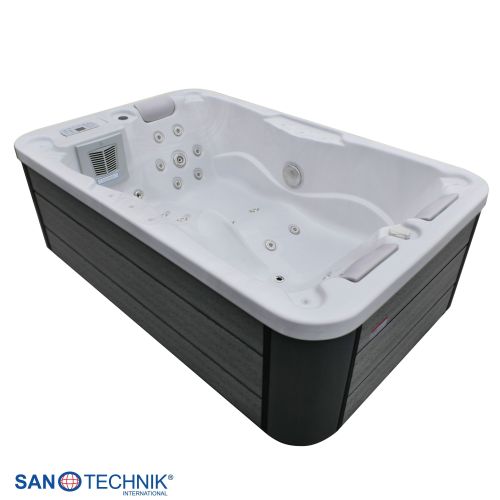 Sanotechnik MODENA OUTDOOR Whirlpool white marble inkl. Abdeckung 205x130x70 cm