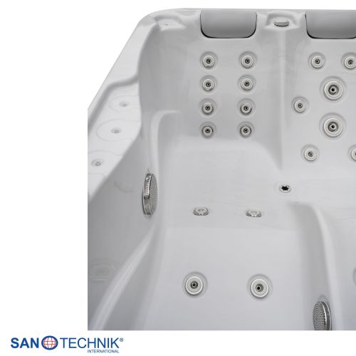 Sanotechnik MODENA OUTDOOR Whirlpool white marble inkl. Abdeckung 205x130x70 cm