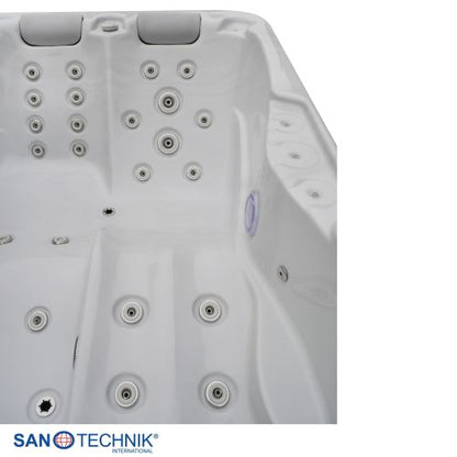 Sanotechnik MODENA OUTDOOR Whirlpool white marble inkl. Abdeckung 205x130x70 cm