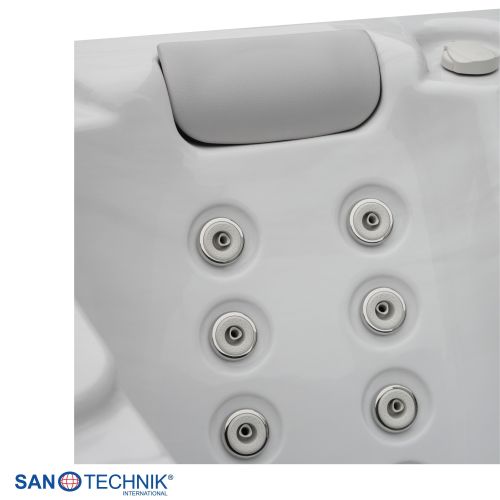 Sanotechnik MODENA OUTDOOR Whirlpool white marble inkl. Abdeckung 205x130x70 cm