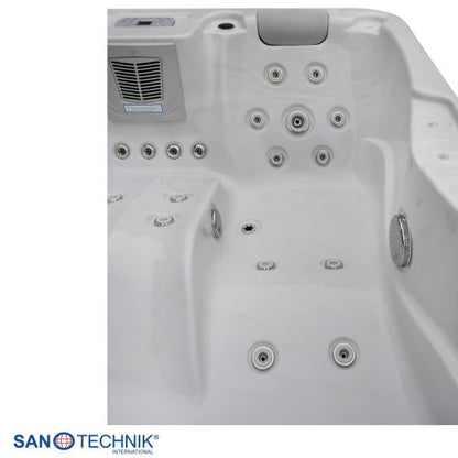 Sanotechnik MODENA OUTDOOR Whirlpool white marble inkl. Abdeckung 205x130x70 cm