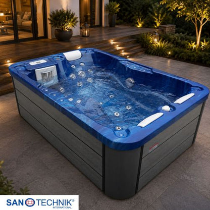 Sanotechnik MODENA OUTDOOR Whirlpool blue marble inkl. Abdeckung 205x130x70 cm