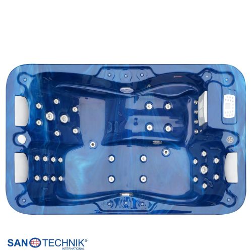 Sanotechnik MODENA OUTDOOR Whirlpool blue marble inkl. Abdeckung 205x130x70 cm