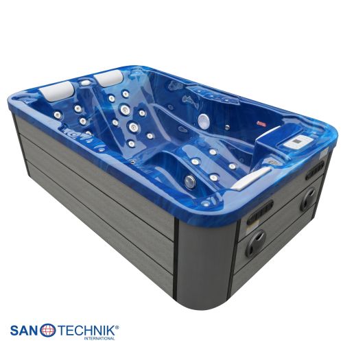 Sanotechnik MODENA OUTDOOR Whirlpool blue marble inkl. Abdeckung 205x130x70 cm