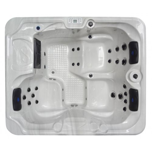 Sanotechnik OASIS OUTDOOR WHIRLPOOL white marble inkl. Abdeckung und Stiege 208x175x90 cm
