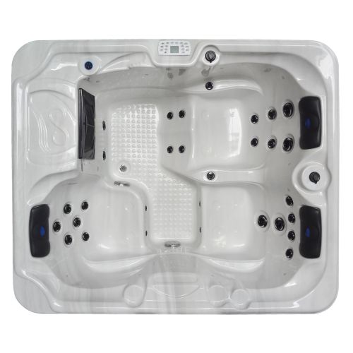 Sanotechnik OASIS OUTDOOR WHIRLPOOL white marble inkl. Abdeckung und Stiege 208x175x90 cm