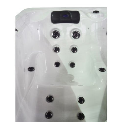 Sanotechnik OASIS OUTDOOR WHIRLPOOL white marble inkl. Abdeckung und Stiege 208x175x90 cm