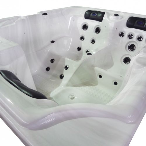 Sanotechnik OASIS OUTDOOR WHIRLPOOL white marble inkl. Abdeckung und Stiege 208x175x90 cm