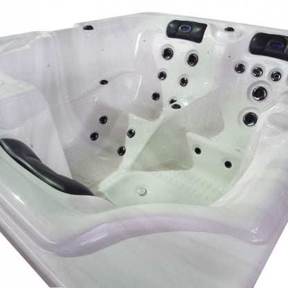 Sanotechnik OASIS OUTDOOR WHIRLPOOL white marble inkl. Abdeckung und Stiege 208x175x90 cm