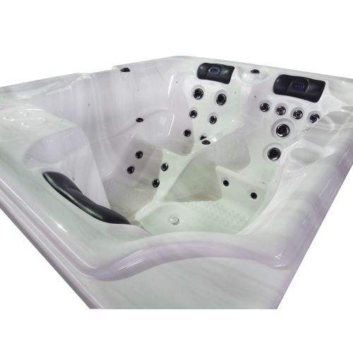 Sanotechnik OASIS OUTDOOR WHIRLPOOL white marble inkl. Abdeckung und Stiege 208x175x90 cm