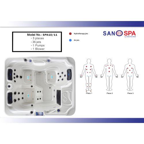 Sanotechnik OASIS OUTDOOR WHIRLPOOL white marble inkl. Abdeckung und Stiege 208x175x90 cm