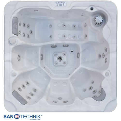 Sanotechnik OASIS MAXI OUTDOOR WHIRLPOOL white marble inkl. Abdeckung und Stiege 210x210x95 cm