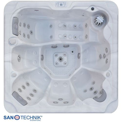 Sanotechnik OASIS MAXI OUTDOOR WHIRLPOOL white marble inkl. Abdeckung und Stiege 210x210x95 cm