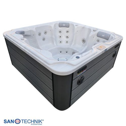 Sanotechnik OASIS MAXI OUTDOOR WHIRLPOOL white marble inkl. Abdeckung und Stiege 210x210x95 cm