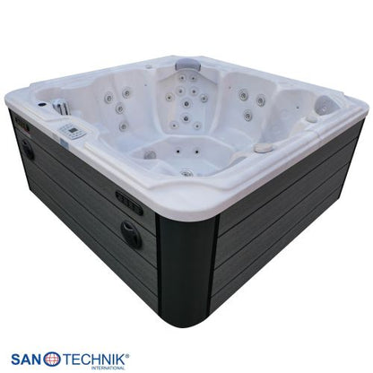 Sanotechnik OASIS MAXI OUTDOOR WHIRLPOOL white marble inkl. Abdeckung und Stiege 210x210x95 cm