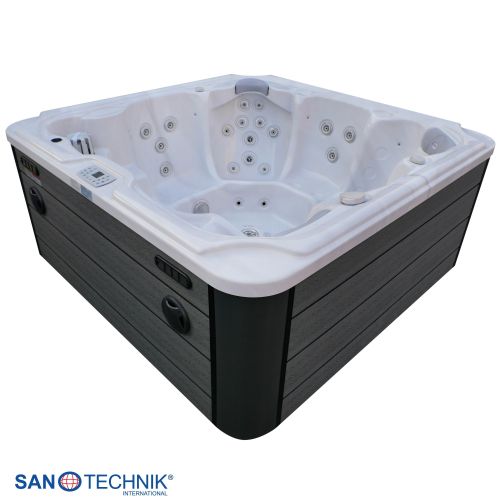Sanotechnik OASIS MAXI OUTDOOR WHIRLPOOL white marble inkl. Abdeckung und Stiege 210x210x95 cm