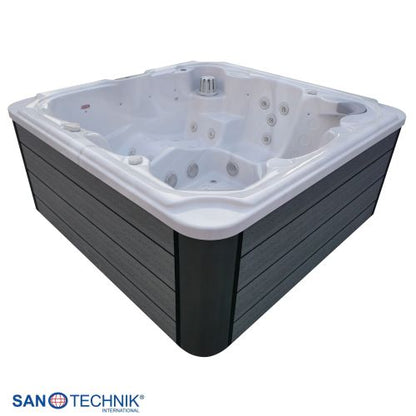 Sanotechnik OASIS MAXI OUTDOOR WHIRLPOOL white marble inkl. Abdeckung und Stiege 210x210x95 cm