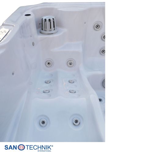 Sanotechnik OASIS MAXI OUTDOOR WHIRLPOOL white marble inkl. Abdeckung und Stiege 210x210x95 cm