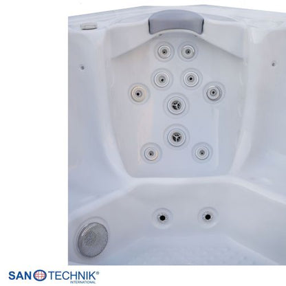 Sanotechnik OASIS MAXI OUTDOOR WHIRLPOOL white marble inkl. Abdeckung und Stiege 210x210x95 cm