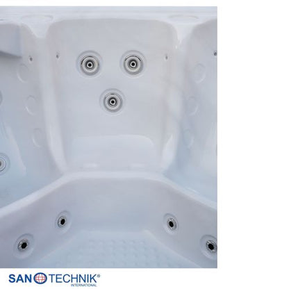 Sanotechnik OASIS MAXI OUTDOOR WHIRLPOOL white marble inkl. Abdeckung und Stiege 210x210x95 cm