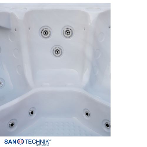 Sanotechnik OASIS MAXI OUTDOOR WHIRLPOOL white marble inkl. Abdeckung und Stiege 210x210x95 cm