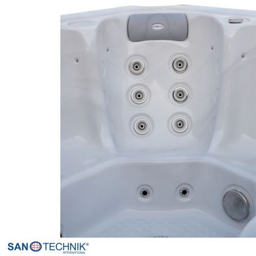 Sanotechnik OASIS MAXI OUTDOOR WHIRLPOOL white marble inkl. Abdeckung und Stiege 210x210x95 cm