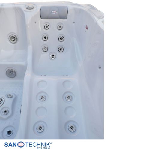 Sanotechnik OASIS MAXI OUTDOOR WHIRLPOOL white marble inkl. Abdeckung und Stiege 210x210x95 cm