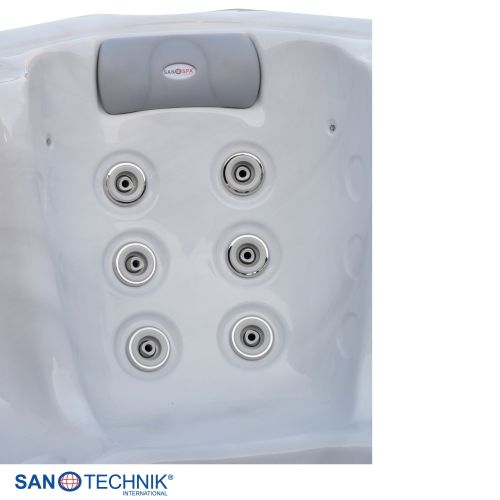 Sanotechnik OASIS MAXI OUTDOOR WHIRLPOOL white marble inkl. Abdeckung und Stiege 210x210x95 cm