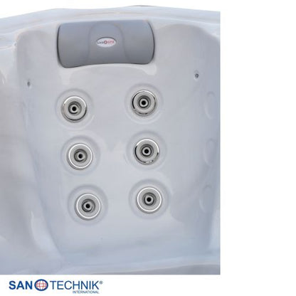 Sanotechnik OASIS MAXI OUTDOOR WHIRLPOOL white marble inkl. Abdeckung und Stiege 210x210x95 cm