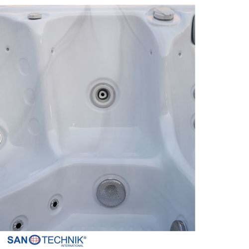 Sanotechnik OASIS MAXI OUTDOOR WHIRLPOOL white marble inkl. Abdeckung und Stiege 210x210x95 cm