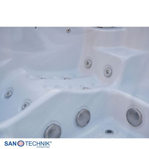 Sanotechnik OASIS MAXI OUTDOOR WHIRLPOOL white marble inkl. Abdeckung und Stiege 210x210x95 cm