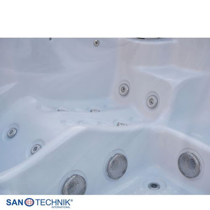 Sanotechnik OASIS MAXI OUTDOOR WHIRLPOOL white marble inkl. Abdeckung und Stiege 210x210x95 cm