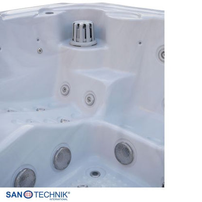 Sanotechnik OASIS MAXI OUTDOOR WHIRLPOOL white marble inkl. Abdeckung und Stiege 210x210x95 cm