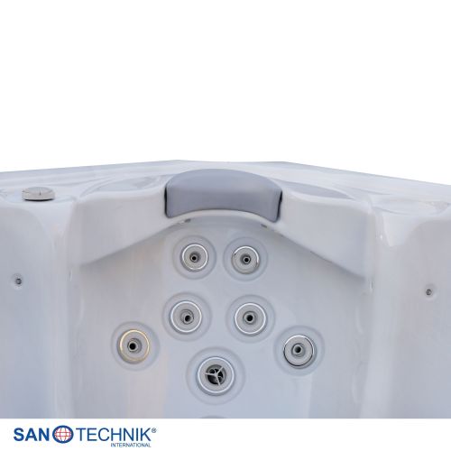 Sanotechnik OASIS MAXI OUTDOOR WHIRLPOOL white marble inkl. Abdeckung und Stiege 210x210x95 cm