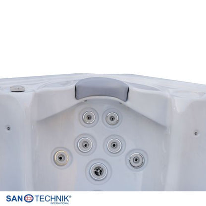 Sanotechnik OASIS MAXI OUTDOOR WHIRLPOOL white marble inkl. Abdeckung und Stiege 210x210x95 cm