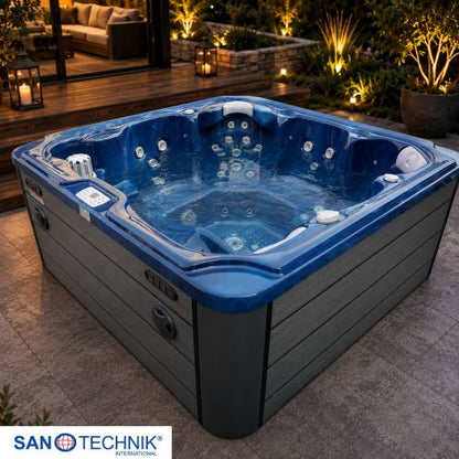 Sanotechnik OASIS MAXI OUTDOOR WHIRLPOOL blue marble inkl. Abdeckung und Stiege 210x210x95 cm