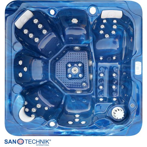Sanotechnik OASIS MAXI OUTDOOR WHIRLPOOL blue marble inkl. Abdeckung und Stiege 210x210x95 cm