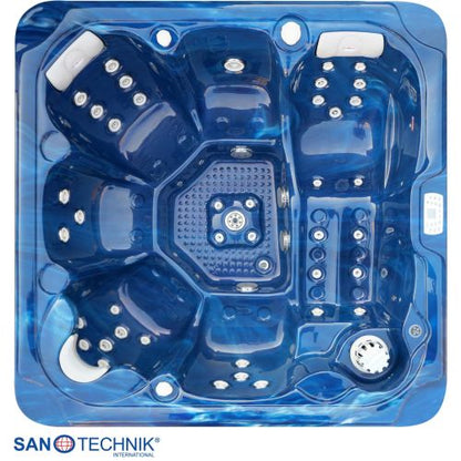 Sanotechnik OASIS MAXI OUTDOOR WHIRLPOOL blue marble inkl. Abdeckung und Stiege 210x210x95 cm