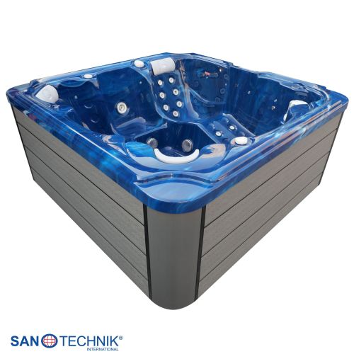 Sanotechnik OASIS MAXI OUTDOOR WHIRLPOOL blue marble inkl. Abdeckung und Stiege 210x210x95 cm