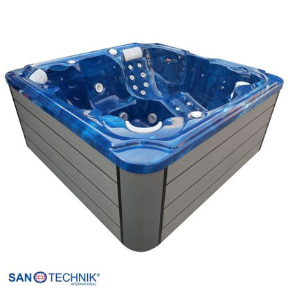 Sanotechnik OASIS MAXI OUTDOOR WHIRLPOOL blue marble inkl. Abdeckung und Stiege 210x210x95 cm