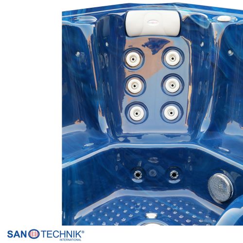Sanotechnik OASIS MAXI OUTDOOR WHIRLPOOL blue marble inkl. Abdeckung und Stiege 210x210x95 cm