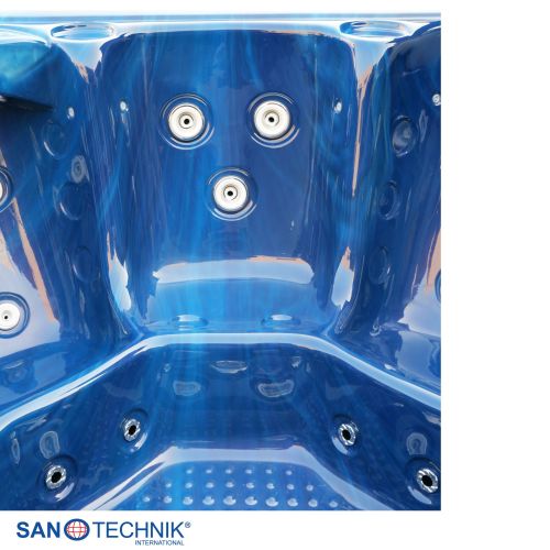 Sanotechnik OASIS MAXI OUTDOOR WHIRLPOOL blue marble inkl. Abdeckung und Stiege 210x210x95 cm