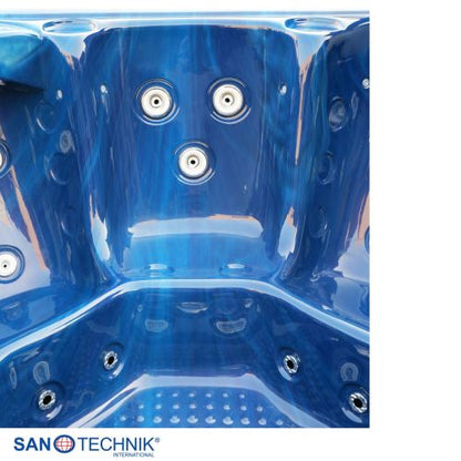 Sanotechnik OASIS MAXI OUTDOOR WHIRLPOOL blue marble inkl. Abdeckung und Stiege 210x210x95 cm