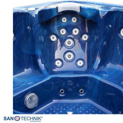 Sanotechnik OASIS MAXI OUTDOOR WHIRLPOOL blue marble inkl. Abdeckung und Stiege 210x210x95 cm